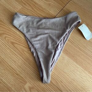 NWT Good American Lilac Sparkle Rib Good Waist Cheeky Swim Bottoms Small